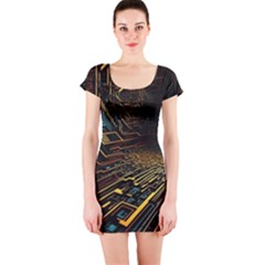 Data Technology Coding Pattern Short Sleeve Bodycon Dress