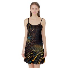 Data Technology Coding Pattern Satin Night Slip