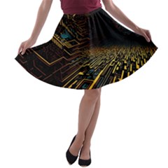 Data Technology Coding Pattern A-line Skater Skirt