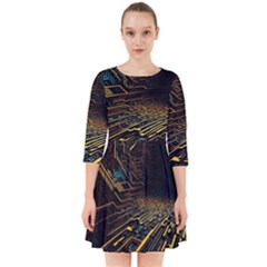 Data Technology Coding Pattern Smock Dress