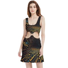 Data Technology Coding Pattern Velour Cutout Dress