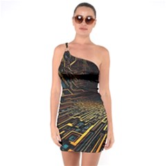 Data Technology Coding Pattern One Soulder Bodycon Dress