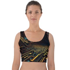 Data Technology Coding Pattern Velvet Crop Top by Jancukart