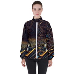 Data Technology Coding Pattern Women s High Neck Windbreaker by Jancukart