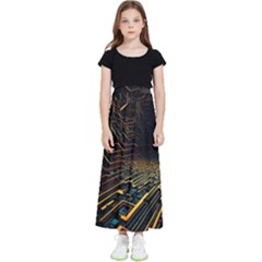 Data Technology Coding Pattern Kids  Flared Maxi Skirt by Jancukart