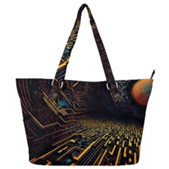 Data Technology Coding Pattern Full Print Shoulder Bag