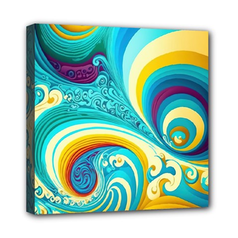 Waves Ocean Sea Abstract Whimsical Mini Canvas 8  X 8  (stretched)