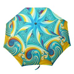 Waves Ocean Sea Abstract Whimsical Folding Umbrellas by Jancukart