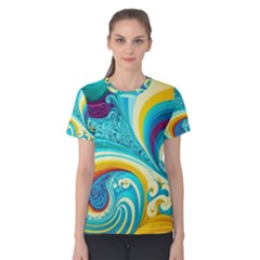 Waves Ocean Sea Abstract Whimsical Women s Cotton Tee