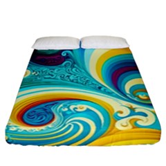 Waves Ocean Sea Abstract Whimsical Fitted Sheet (california King Size)