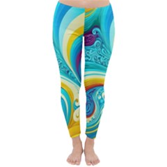 Waves Ocean Sea Abstract Whimsical Classic Winter Leggings by Jancukart