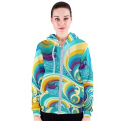 Waves Ocean Sea Abstract Whimsical Women s Zipper Hoodie