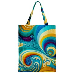 Waves Ocean Sea Abstract Whimsical Zipper Classic Tote Bag by Jancukart