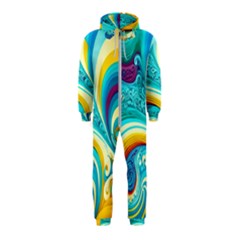 Waves Ocean Sea Abstract Whimsical Hooded Jumpsuit (kids)