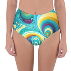 Waves Ocean Sea Abstract Whimsical Reversible High-waist Bikini Bottoms by Jancukart