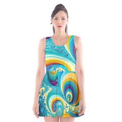 Waves Ocean Sea Abstract Whimsical Scoop Neck Skater Dress