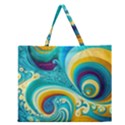 Waves Ocean Sea Abstract Whimsical Zipper Large Tote Bag View1