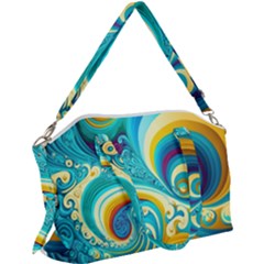 Waves Ocean Sea Abstract Whimsical Canvas Crossbody Bag by Jancukart