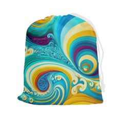 Waves Ocean Sea Abstract Whimsical Drawstring Pouch (2xl)