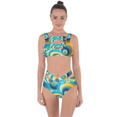 Waves Ocean Sea Abstract Whimsical Bandaged Up Bikini Set 