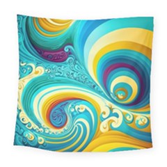 Waves Ocean Sea Abstract Whimsical Square Tapestry (large)