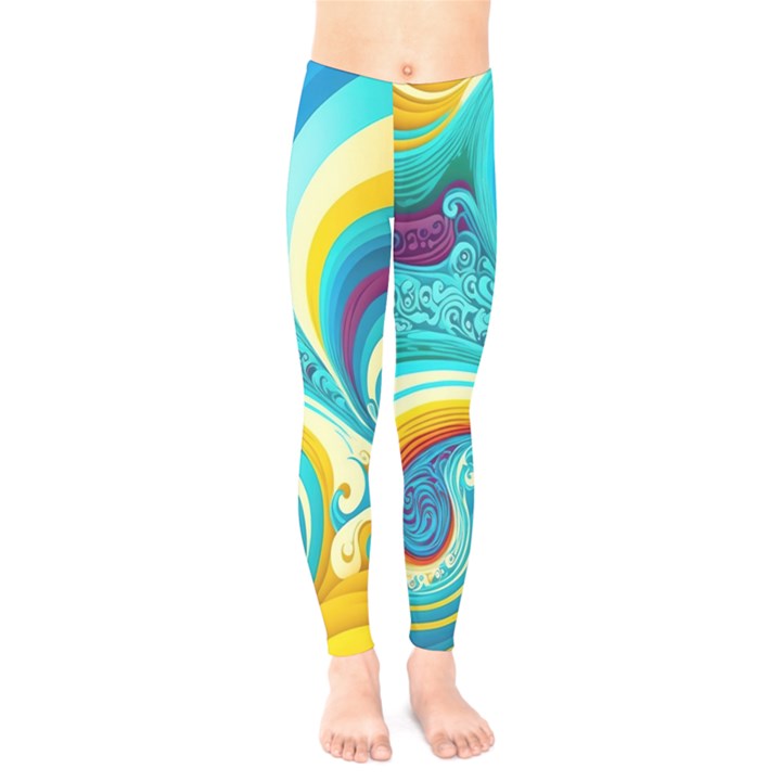 Waves Ocean Sea Abstract Whimsical Kids  Leggings