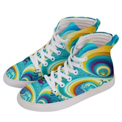 Waves Ocean Sea Abstract Whimsical Women s Hi-top Skate Sneakers