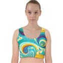 Waves Ocean Sea Abstract Whimsical Velvet Racer Back Crop Top View1