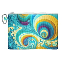 Waves Ocean Sea Abstract Whimsical Canvas Cosmetic Bag (xl)