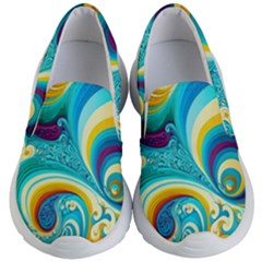 Waves Ocean Sea Abstract Whimsical Kids Lightweight Slip Ons by Jancukart