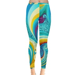 Waves Ocean Sea Abstract Whimsical Inside Out Leggings