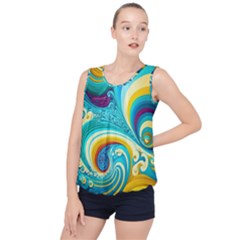 Waves Ocean Sea Abstract Whimsical Bubble Hem Chiffon Tank Top by Jancukart