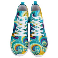 Waves Ocean Sea Abstract Whimsical Men s Lightweight High Top Sneakers