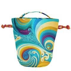 Waves Ocean Sea Abstract Whimsical Drawstring Bucket Bag