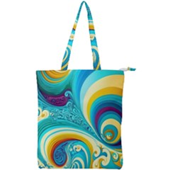 Waves Ocean Sea Abstract Whimsical Double Zip Up Tote Bag