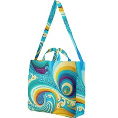 Waves Ocean Sea Abstract Whimsical Square Shoulder Tote Bag