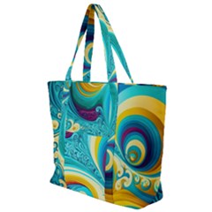 Waves Ocean Sea Abstract Whimsical Zip Up Canvas Bag