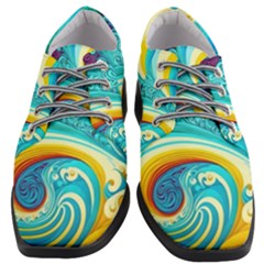 Waves Ocean Sea Abstract Whimsical Women Heeled Oxford Shoes