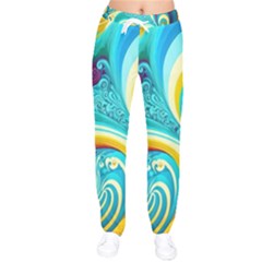 Waves Ocean Sea Abstract Whimsical Women Velvet Drawstring Pants