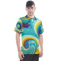 Waves Ocean Sea Abstract Whimsical Men s Polo Tee View1