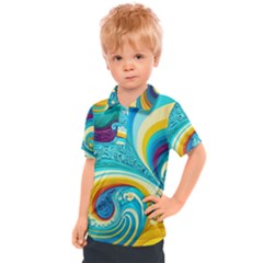 Waves Ocean Sea Abstract Whimsical Kids  Polo Tee