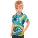 Waves Ocean Sea Abstract Whimsical Kids  Polo Tee View1