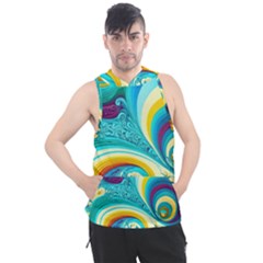 Waves Ocean Sea Abstract Whimsical Men s Sleeveless Hoodie