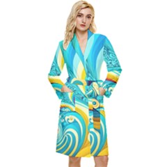 Waves Ocean Sea Abstract Whimsical Long Sleeve Velour Robe by Jancukart