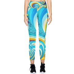 Waves Ocean Sea Abstract Whimsical Pocket Leggings  by Jancukart