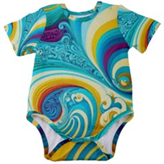 Waves Ocean Sea Abstract Whimsical Baby Short Sleeve Bodysuit by Jancukart