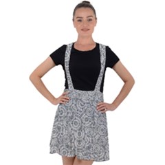 Circle Ornate Motif Random Pattern Velvet Suspender Skater Skirt by dflcprintsclothing