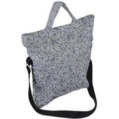 Circle Ornate Motif Random Pattern Fold Over Handle Tote Bag by dflcprintsclothing