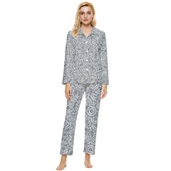 Circle Ornate Motif Random Pattern Womens  Long Sleeve Velvet Pocket Pajamas Set