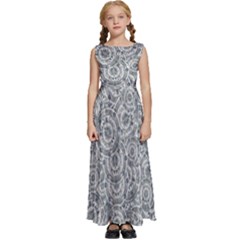 Circle Ornate Motif Random Pattern Kids  Satin Sleeveless Maxi Dress by dflcprintsclothing